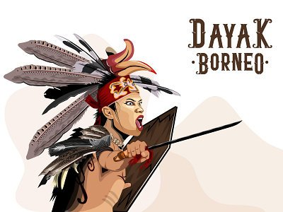 Dayak Borneo Vector Illustration - Indonesia