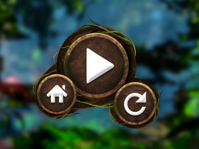 Buttons buttons forest game gui home interface ios jungle play refresh ui vines