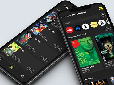 Comic Subscription App app book comic dark mode dc id interface ios marvel mobile subscription tab bar ui usability ux