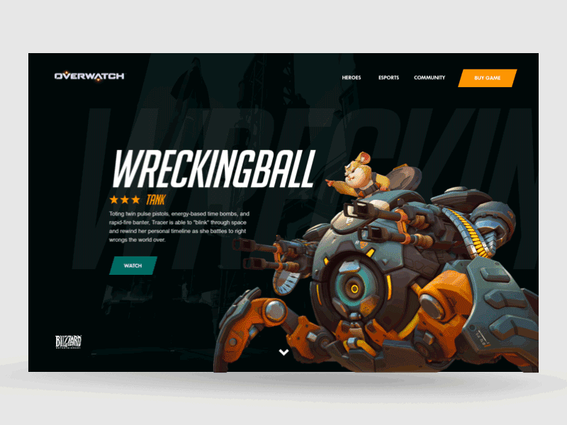 Overwatch Hero Browser animation blizzard esports game gaming gif heroes interface overwatch parralax principle scroll ui ux web website