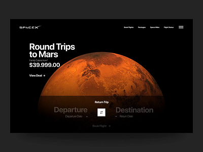 Space Flight Booking animation booking flight interface mars principle space space x travel typography ui ux web website