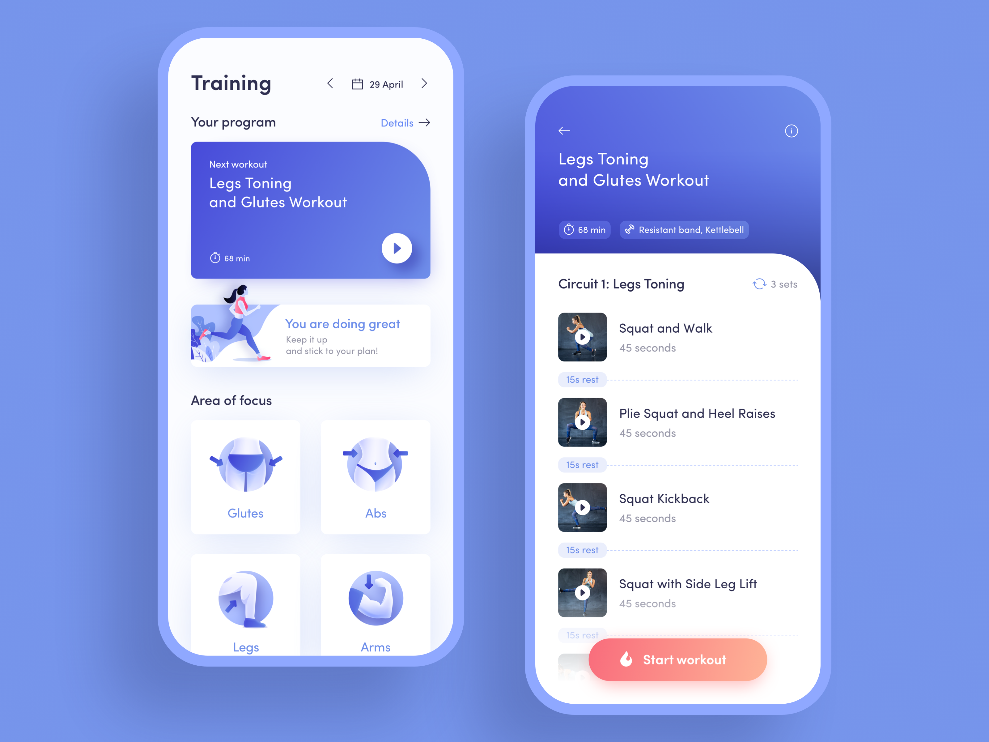 Download Workout Pages for Fitness App by Ngoc Dang on Dribbble
