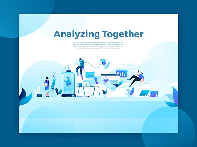 Analyzing Together Illustration animation branding clean design flat illustration ui ux vector web website