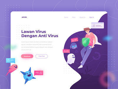Anti Virus Illustration Landing page