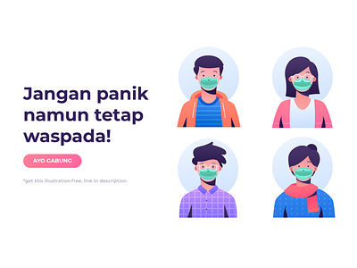 People avatars wearing surgeon masks Illustration