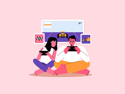 Playing Games Together Illustration