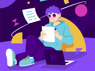 Work Anywhere Illustration Concept abstract character design flat illustration illustration illustrations purple space vector vector illustration work