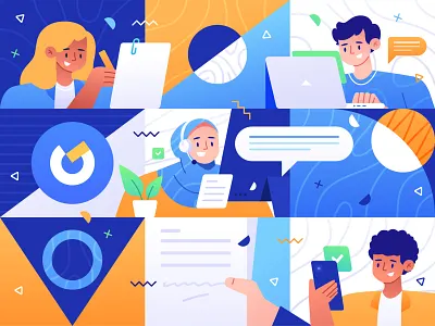 Greative Teamwork Illustration branding character collaboration designer flat illustration graphic design greative illustrations people team teamwork vector illustration working