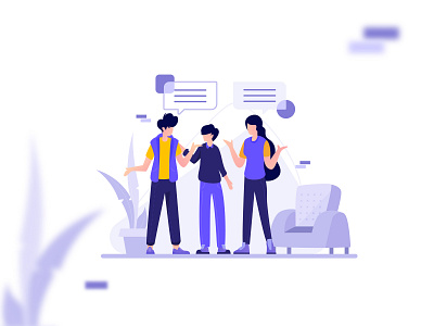 [FREEBIE] Hangout and talking illustration design design flat illustration freebies illustrations landing page purple sketch sketching vector illustration