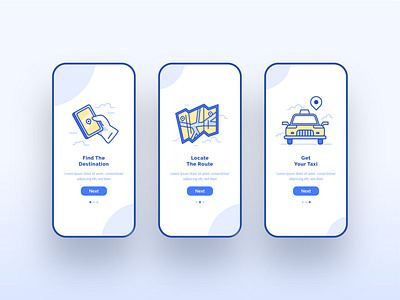 Taxi Service Onboarding App Screens flat illustration illustration illustrations onboarding onboarding screen taxi booking app ui ux vector vector illustration