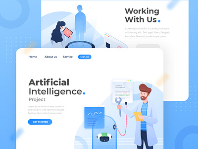 Artificial Intelligence Landing Page Illustration artificial artificial intelligence character flat illustration illustration illustration kit illustrations landing page landing page design landingpage ui ux vector illustration