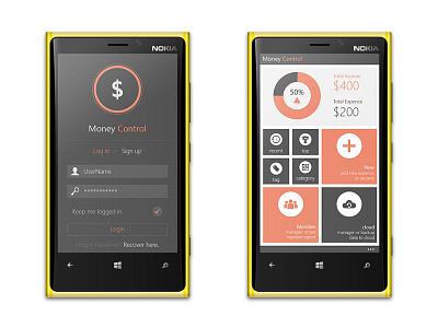 Money Control App flat metro windows phone 8