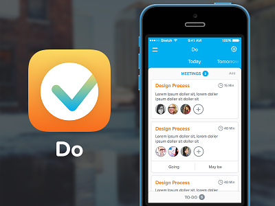 Do Task app for iOS app blue color flat icon ios8 meeting menu mobile form orange task time