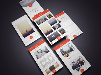 Photo App app chat ios iphone mobile photo red ui ux
