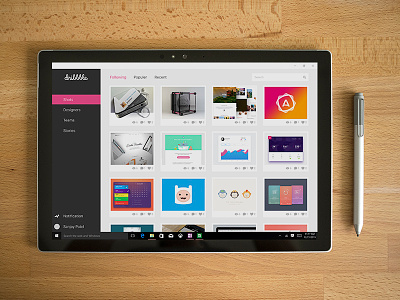 Dribbble App UI for Windows 10