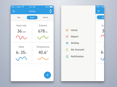 Health App Ui android card health ios material menu ui ux