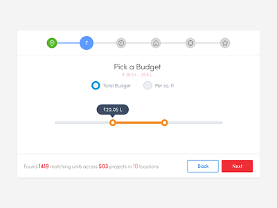 Smart Project filter Wizard budget price slider ui web