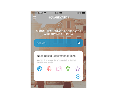 SquareYards Mobile App housing locality mobile search ui ux