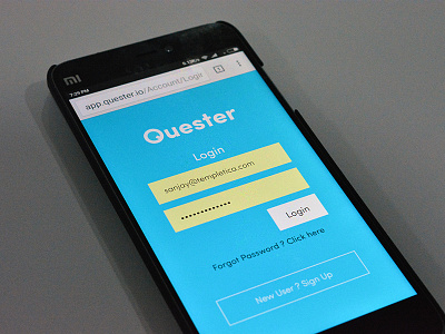 Quester Login for Web App app mobile product web