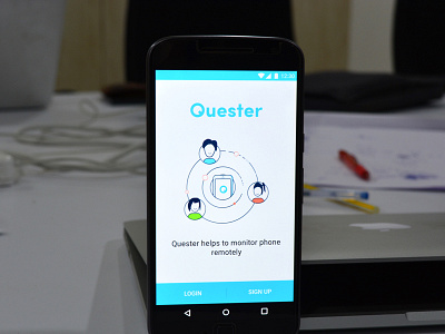 Landing screen for Quester App android landing product quester ui ux