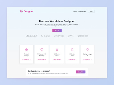 Landing Page for Be Designer design education landing page ui ux web wesbite