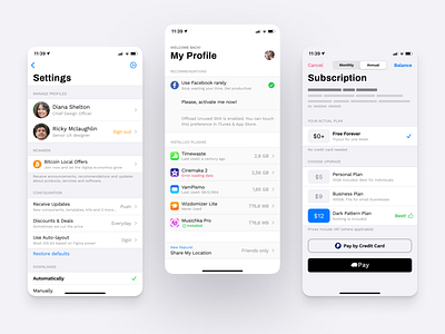 Figma iOS UI kit - Profile & Settings template by Roman Kamushken for ...