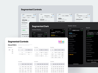 Figma iOS UI kit - Segmented controls native components min app control dark design figma ios mobile navigation segment segmented tab tabs templates theme ui