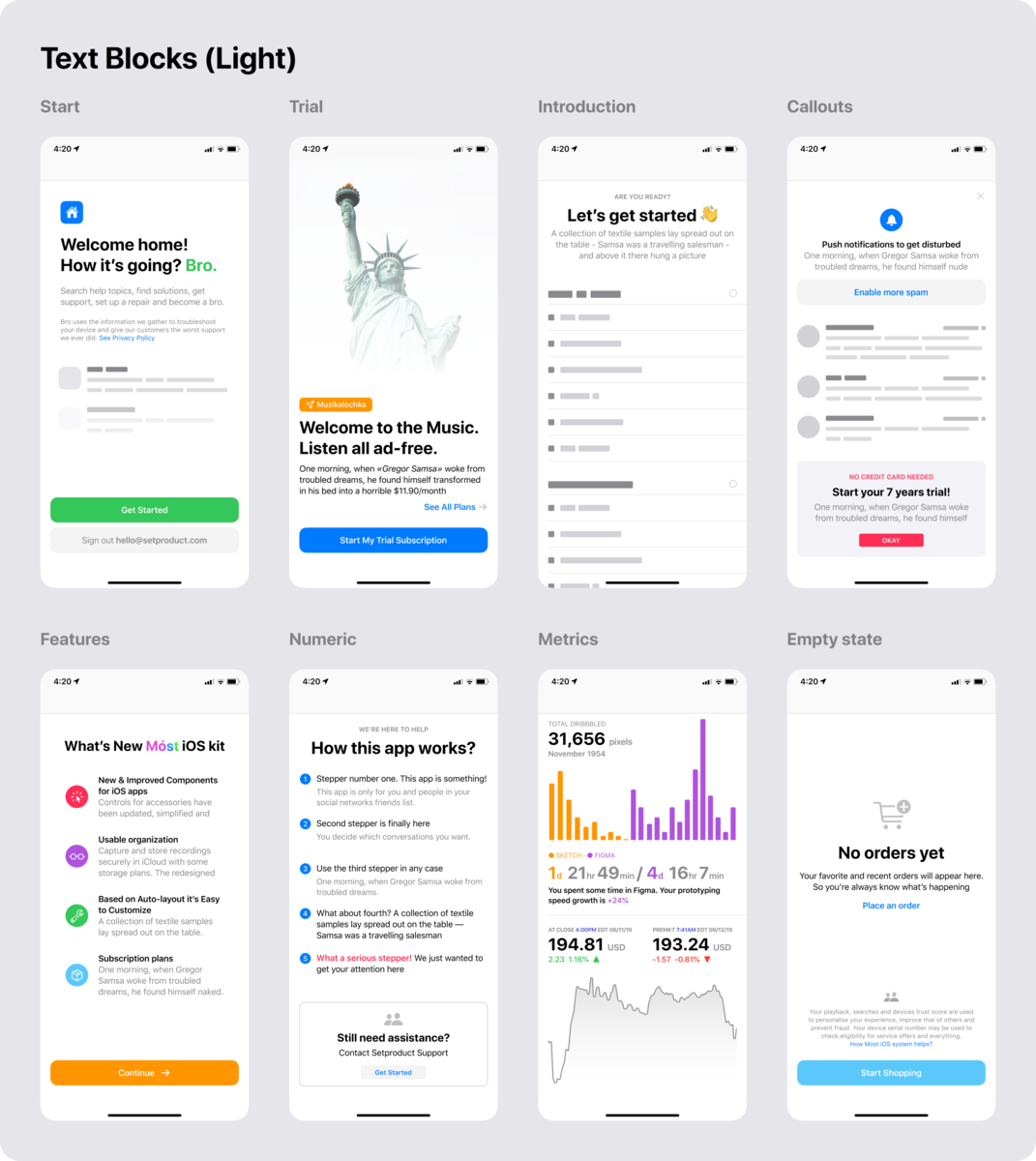 Figma iOS design library - Text components, Body, Paragraph by Roman ...