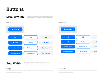 Figma iOS design library - Buttons UI design app buttons components design figma filled ios mobile outline shaded swift templates ui