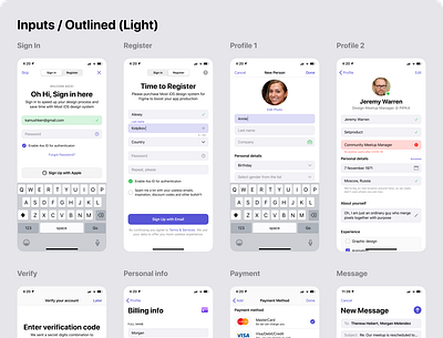 Figma iOS design library - Inputs UI design app design field figma input ios mobile profile register templates text ui ui kit