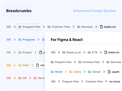 Breadcrumbs UI design component - React UI kit for Figma