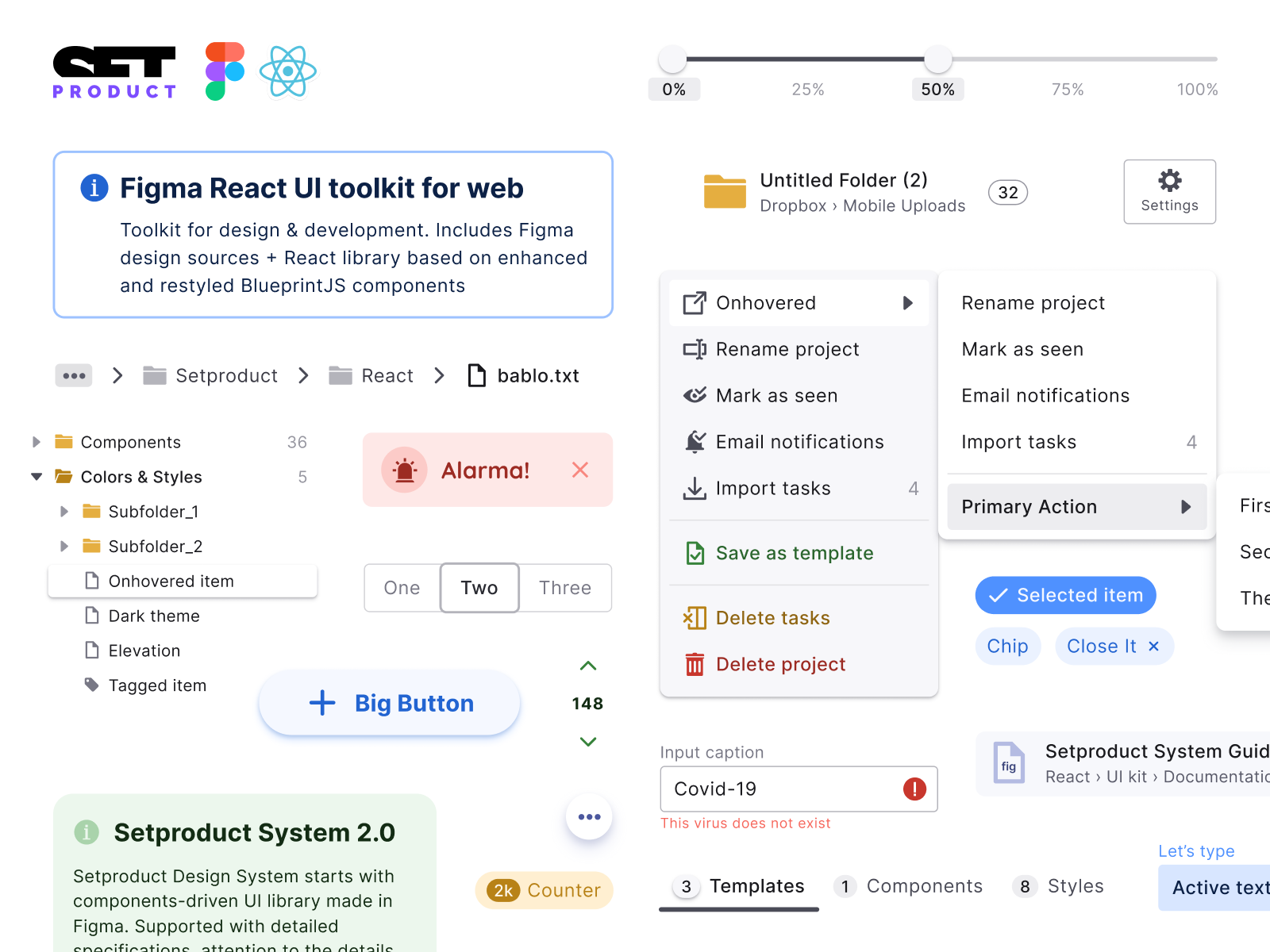 Breadcrumbs UI design component React UI kit for Figma by Roman