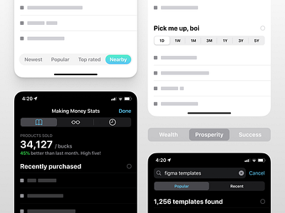 Figma iOS design kit - Tabs and Segmented controls