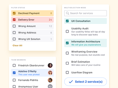 React & Figma UI kit - Selection checkbox