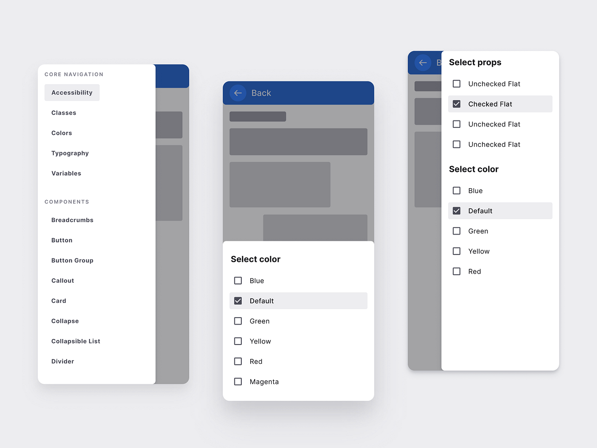 React UI kit - Drawer design templates by Roman Kamushken for ...