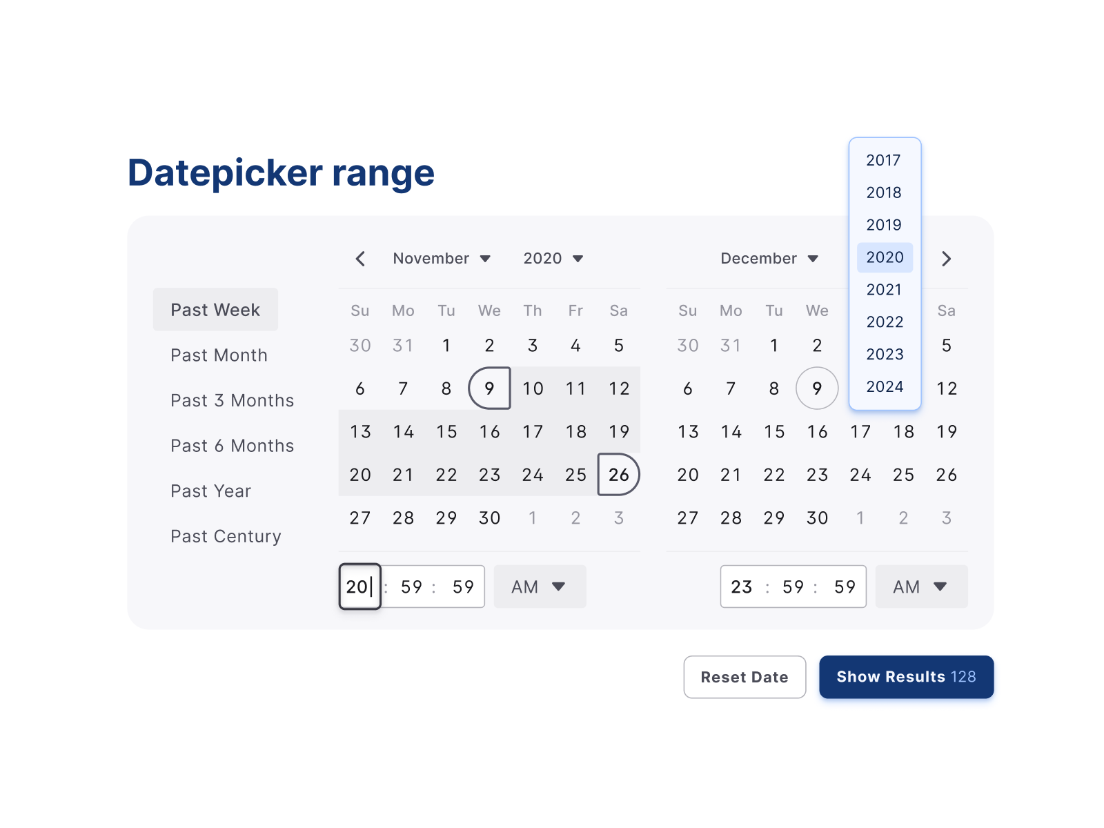 React range. Datepicker. Air datepicker 2 input range. Uikit3-datepicker.