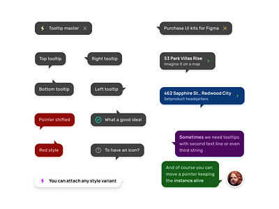 Material X design system UI kit - Figma Tooltips app bubble chat design figma help material message pop react speechbubble tooltip ui ui kit web