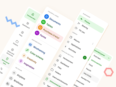 Navigation UI design for Material X in Figma app bar design design system figma ios menu mobile nav navigation side ui ui kit