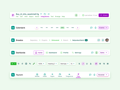 Application Bar Header templates - Figma design system Material