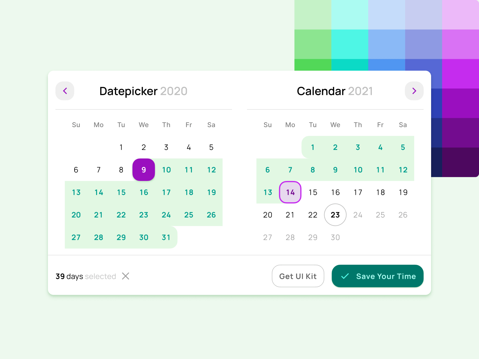 Range Datepicker UI Design - Figma Template By Roman Kamushken For ...