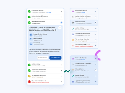Accordion components for Material X Ui kit web mobile templates ui kit design ui figma list navigation menu expanded expand accordion