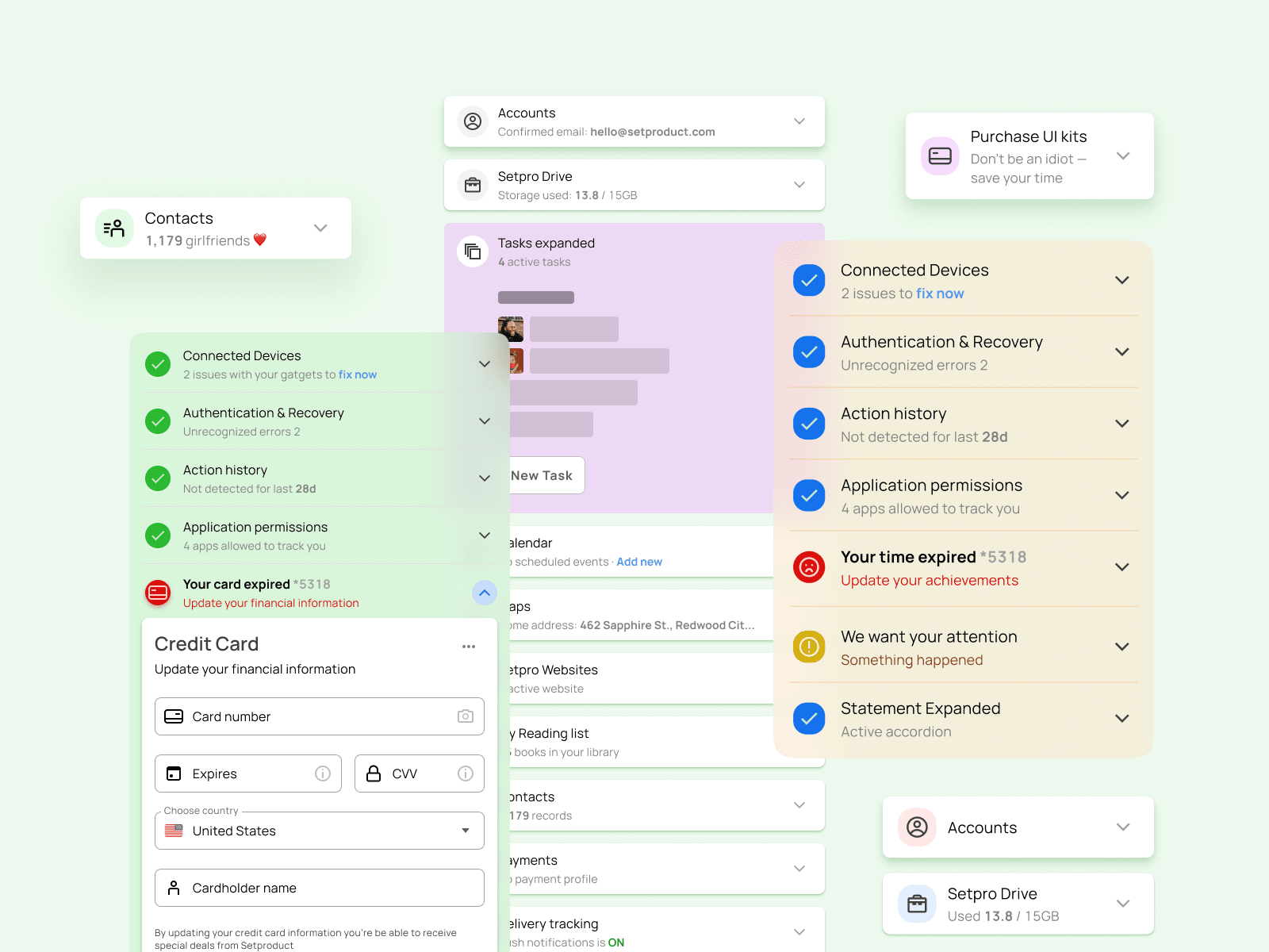 Accordion UI design Figma Material X UI kit with app templates by Roman Kamushken for