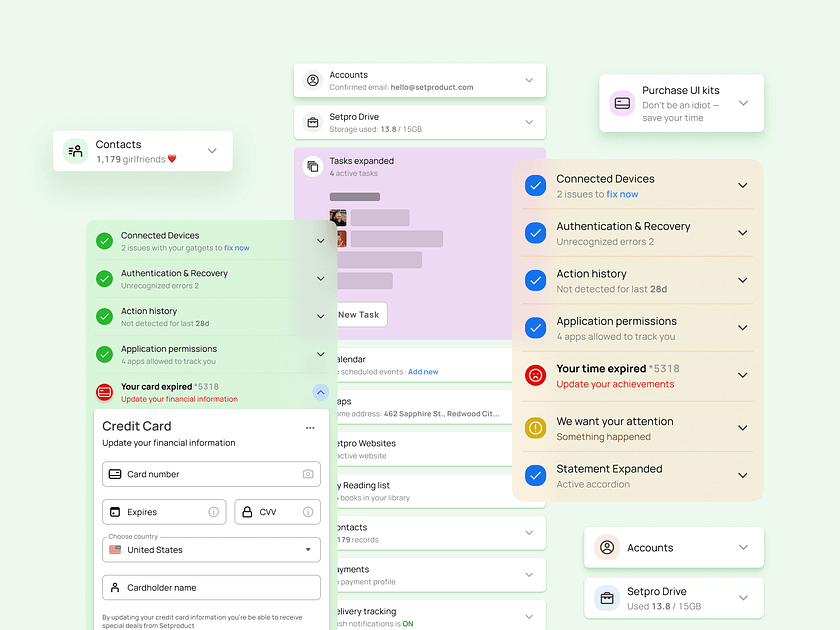 Accordion UI design Figma Material X UI kit with app templates by