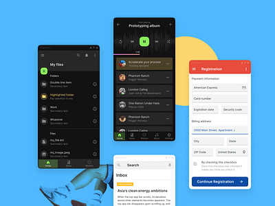 Android app UI design - Figma templates android app dark design fields figma files form input list material templates text ui ui kit