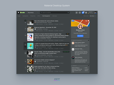 Figma Design System UI kit - Material dashboards app community dark dashboard design design system figma material news reddit social templates ui ui kit upvote web