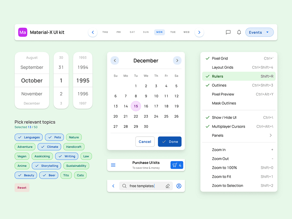 Figma UI kit – Material X design system by Roman Kamushken for ...