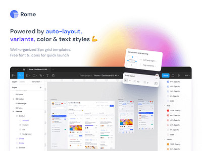 ⚡ New product — Rome UI kit for Figma. Mobile desktop templates android app dashboard design design system desktop figma ios material mobile templates ui ui kit web