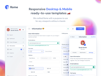 ⚡ New product — Rome UI kit for Figma. Mobile desktop templates