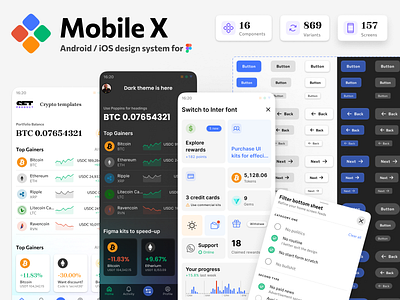 Mobile X for Figma - Android / iOS design system android app design figma ios material mobile templates ui ui kit