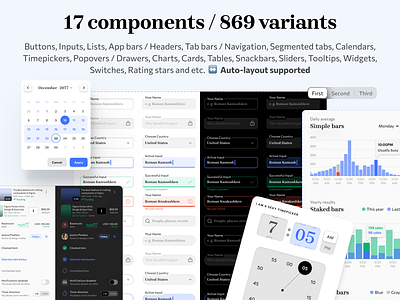 Mobile X for Figma - 17 components made of 869 variants